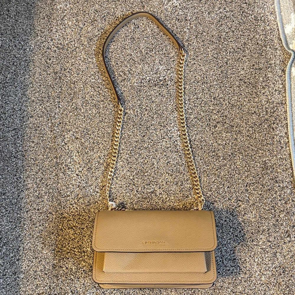 Michael Kors Tan Crossbody Bag with Gold Chain